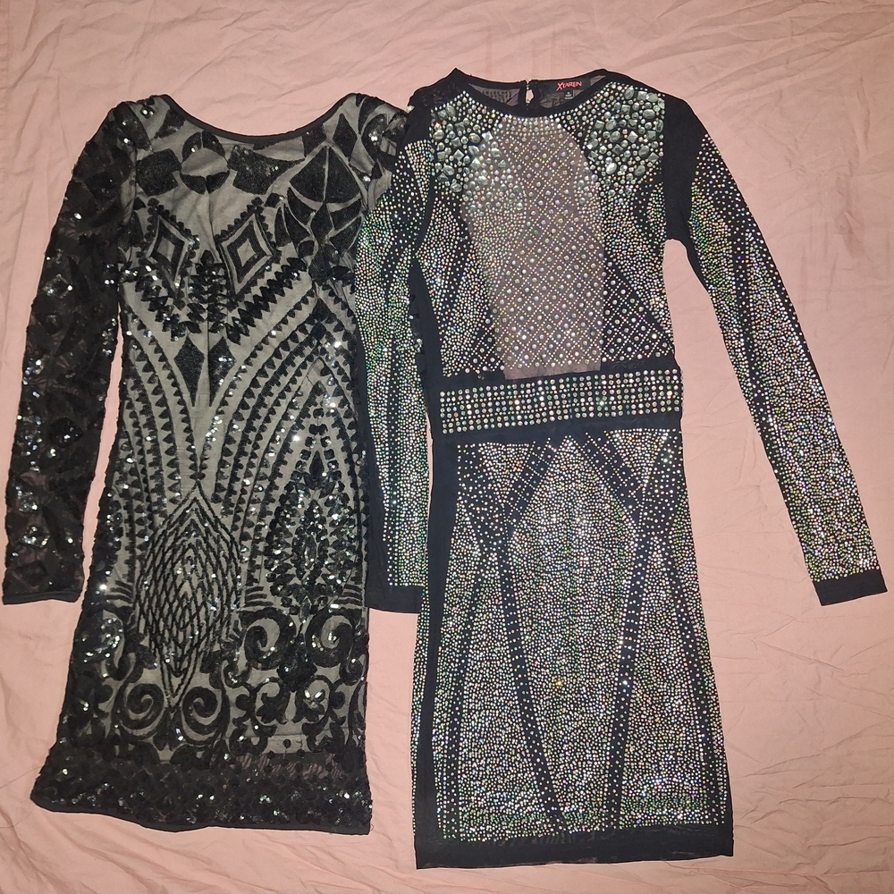 Elegant Black and Silver Sequin Dress Set